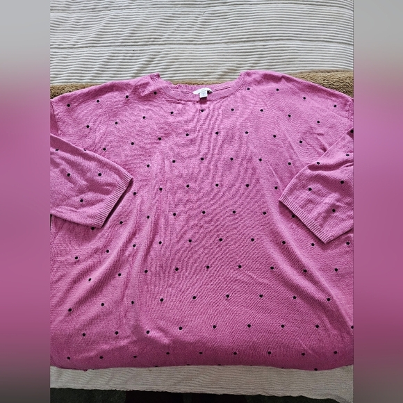 J. Jill Sweaters - J.Jill Pink Polka Dot Sweater Size L 3/4 Sleeve